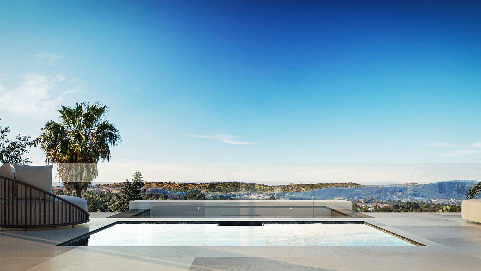 Imagine Estepona: Zwembad met uitzicht over de heuvels.